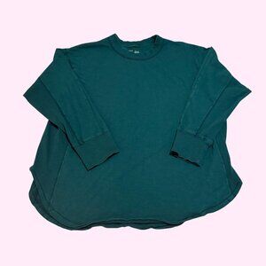 Aerie Cozy Long Sleeve Oversized Boyfriend T-Shirt, Dark Green, Size L
